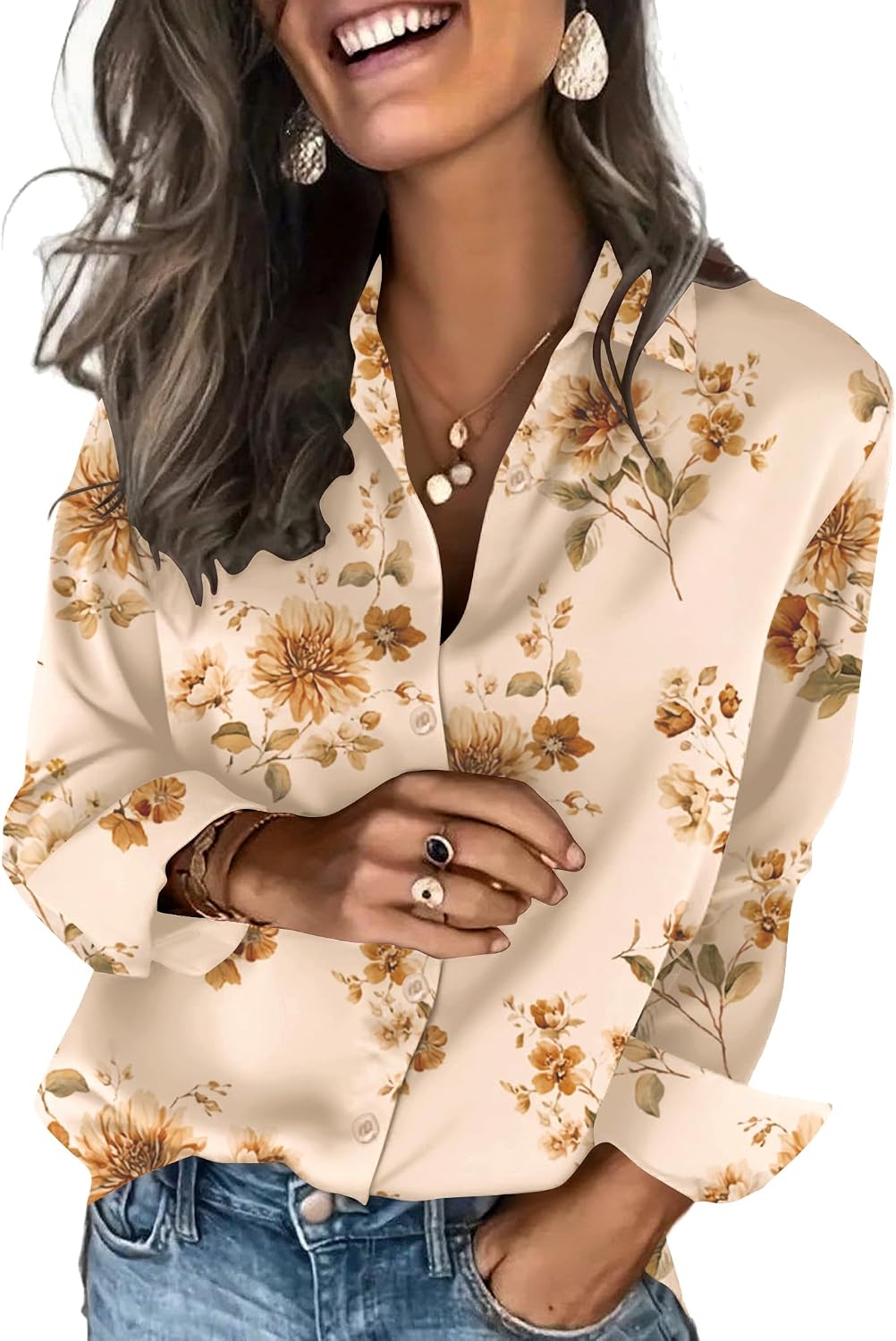 Zeagoo Satin Blouses for Women Silk Button Down Shirts Long Sleeve Tops Jansha Store