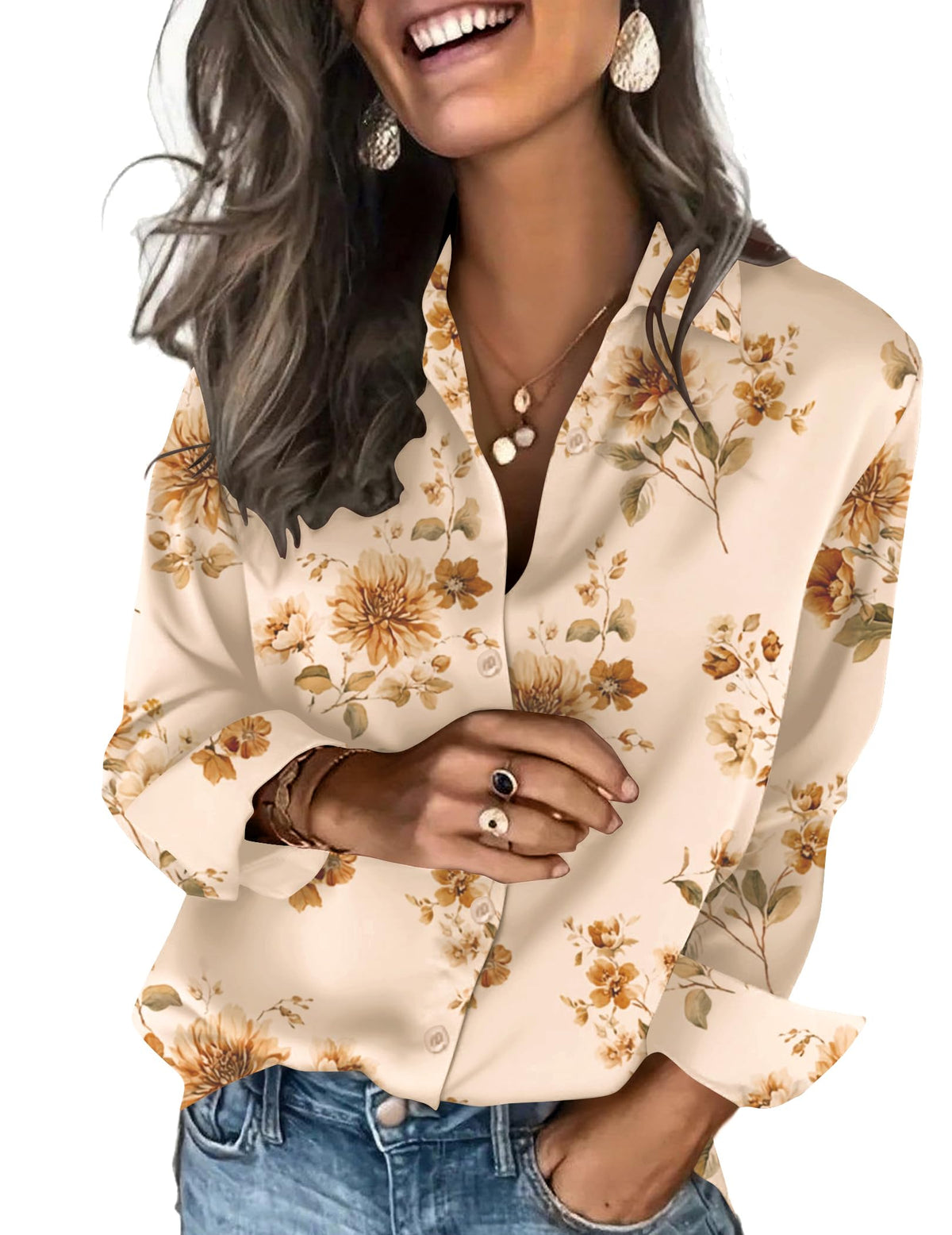 Zeagoo Satin Blouses for Women Silk Button Down Shirts Long Sleeve Tops Jansha Store