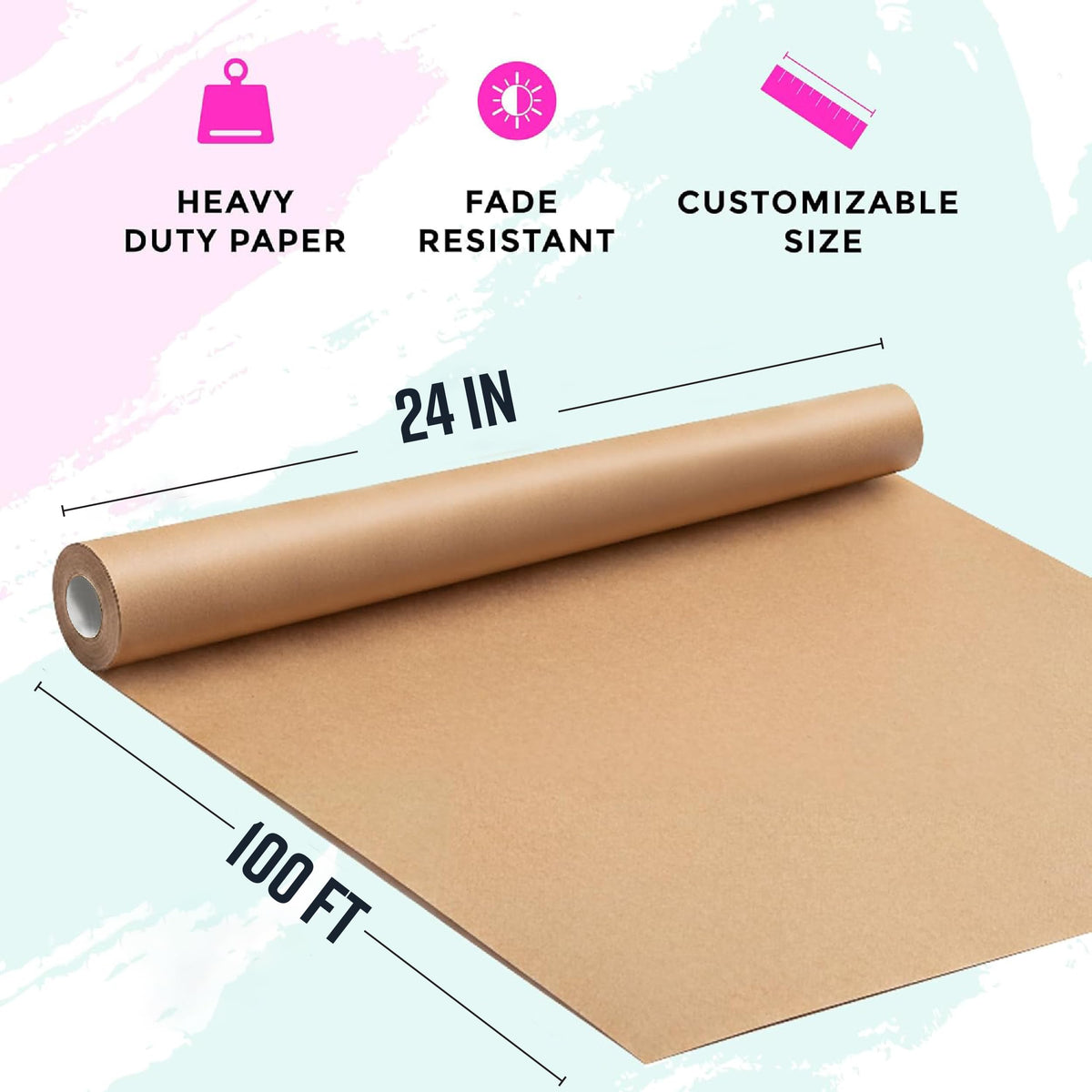 Large Brown Kraft Paper Roll - 36" x 1200" (100 ft) - Made in USA - Ideal for Gift Wrapping, Packing, Moving, Postal, Shipping, Parcel, Wall Art, Crafts, Bulletin Boards, Floor Cover or Table Runner Jansha Store