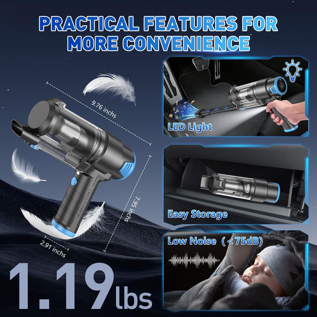 KMM Handheld Car Vacuum Cleaner, Hand Held Vacuum & Air Duster Jansha Store