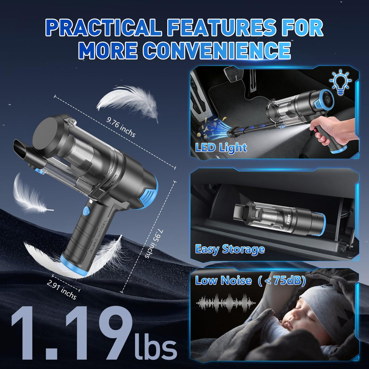 KMM Handheld Car Vacuum Cleaner, Hand Held Vacuum & Air Duster Jansha Store