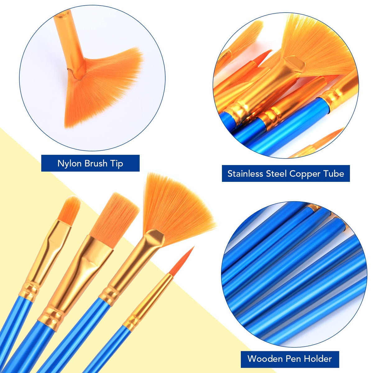 AROIC 10 Pcs Paint Brushes, Acrylic Oil Watercolor Painting Brush Set Jansha Store