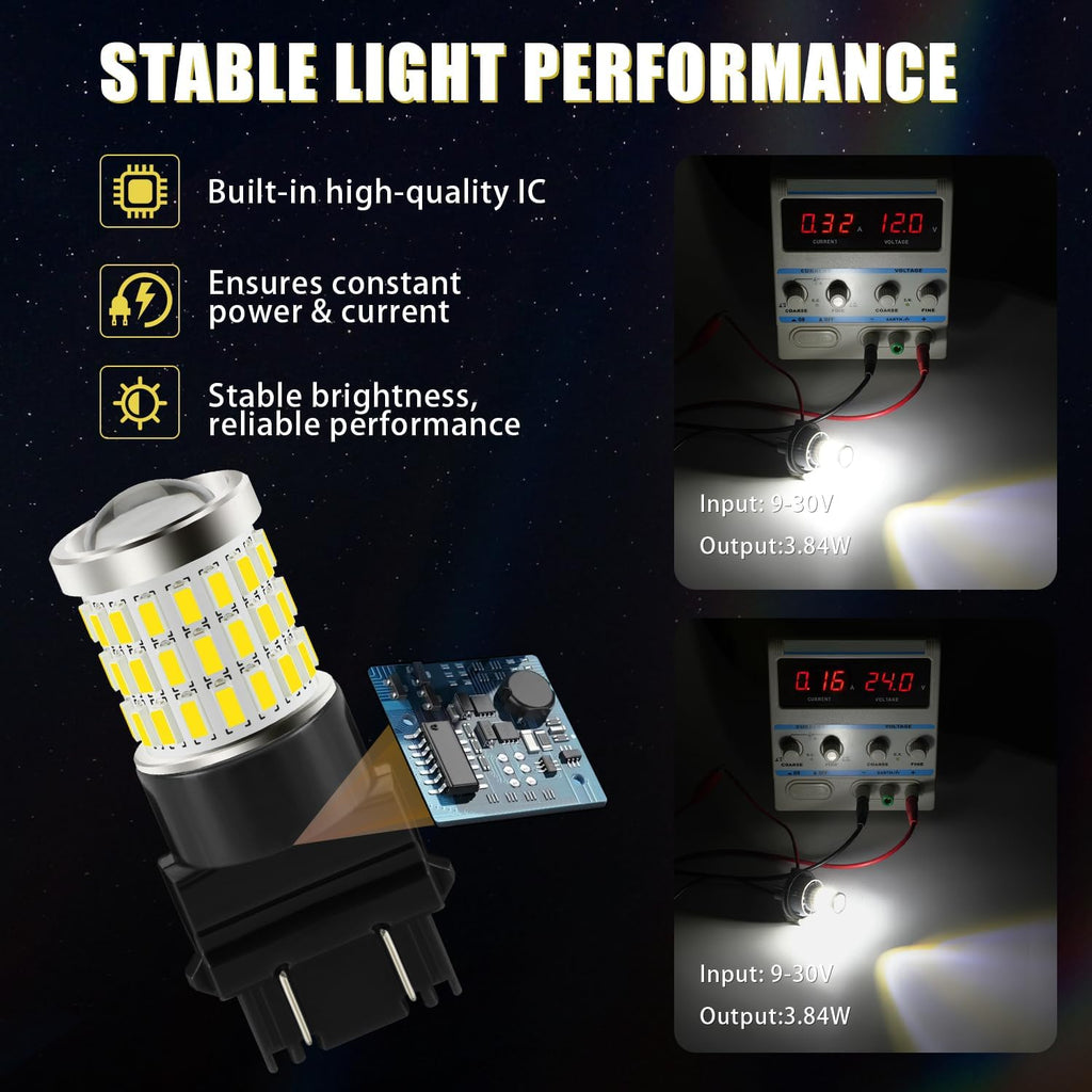 iBrightstar 3157 LED Bulb White, 4157 3156 LED Reverse Light Bulbs Super Bright for Tail Brake Lights Backup Lights Turn Signal Lights, 2 Pack Jansha Store