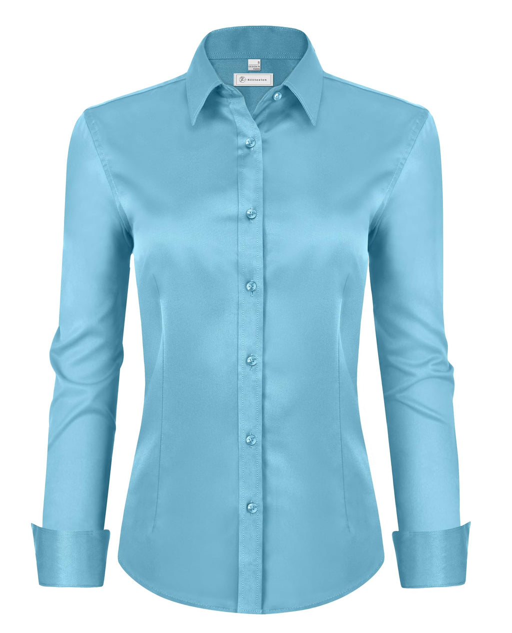 siliteelon Womens Classic-Fit Dress Shirts Long Sleeve Button Down Wrinkle-Free Stretch Solid Casual Work Office Blouse Top Jansha Store