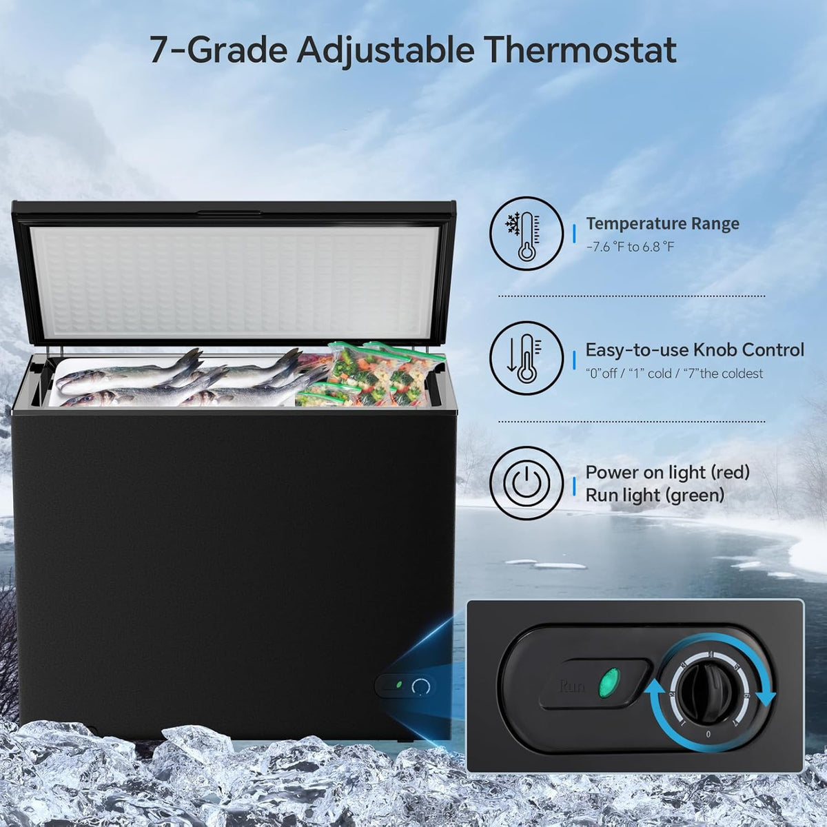 Kismile 1.8 Cu.Ft Mini Chest Freezer, Compact Deep Freezer for Home, Black Jansha Store