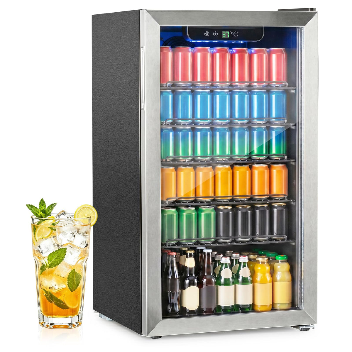 DOGHLY 1.7 Cu.ft Mini Fridge Glass Door, 72 Cans Beverage Refrigerator Jansha Store