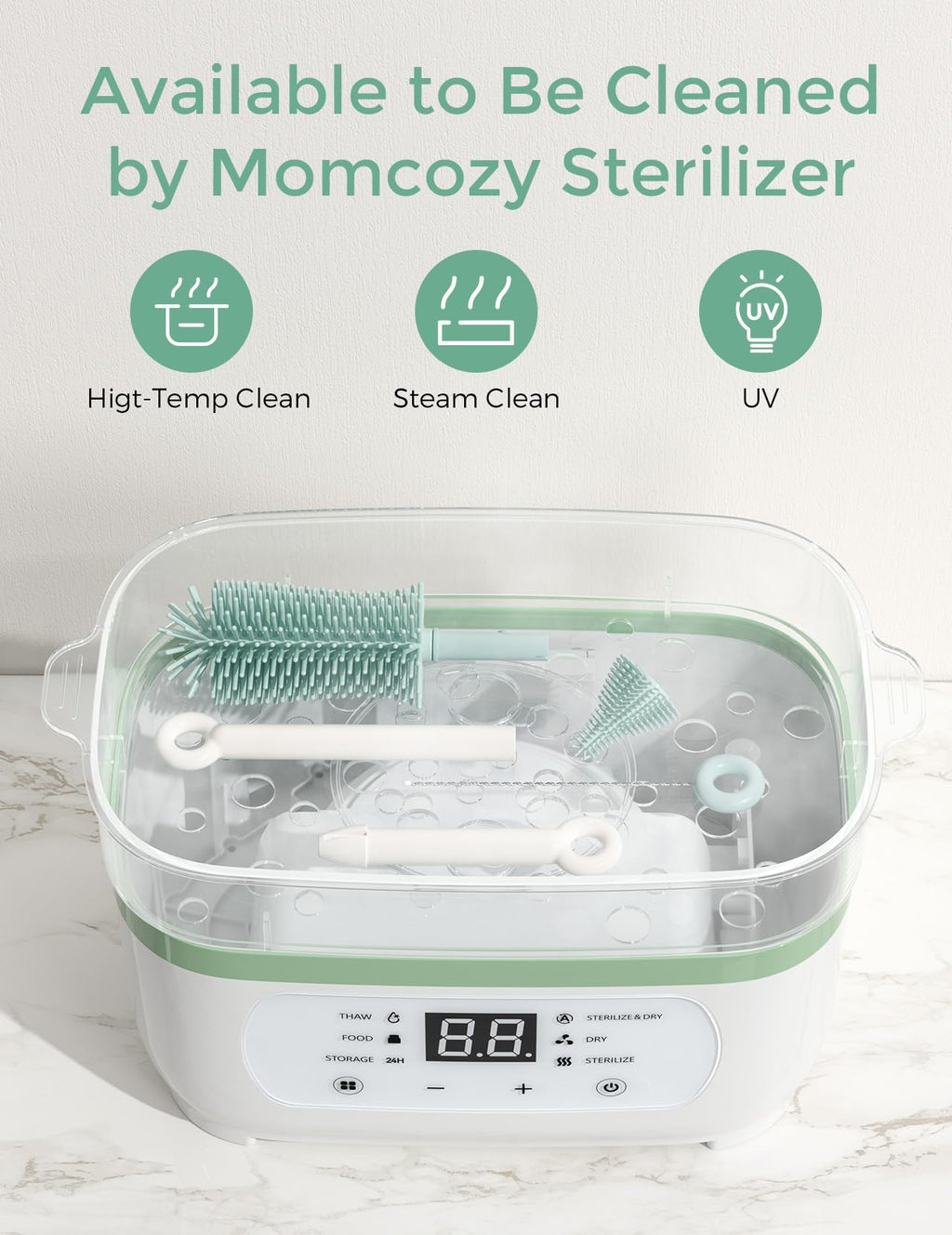 Momcozy Baby Bottle Brush Kit, Push-Press Foam Design, Green Jansha Store
