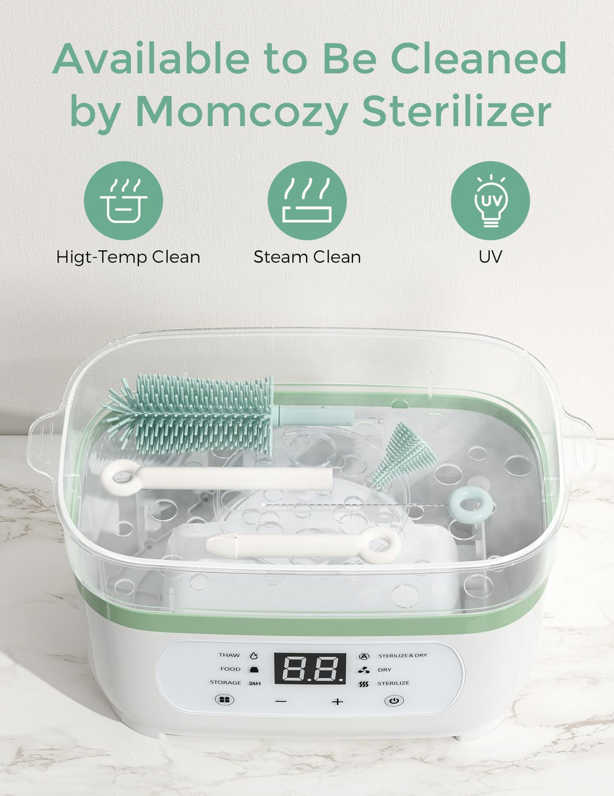 Momcozy Baby Bottle Brush Kit, Push-Press Foam Design, Green Jansha Store