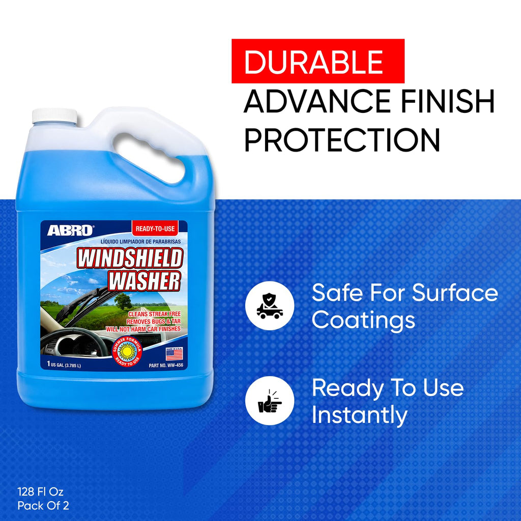 ABRO Windshield Washer Fluid 1 Gallon, Streak-Free Bug Remover, 1 Pack Jansha Store