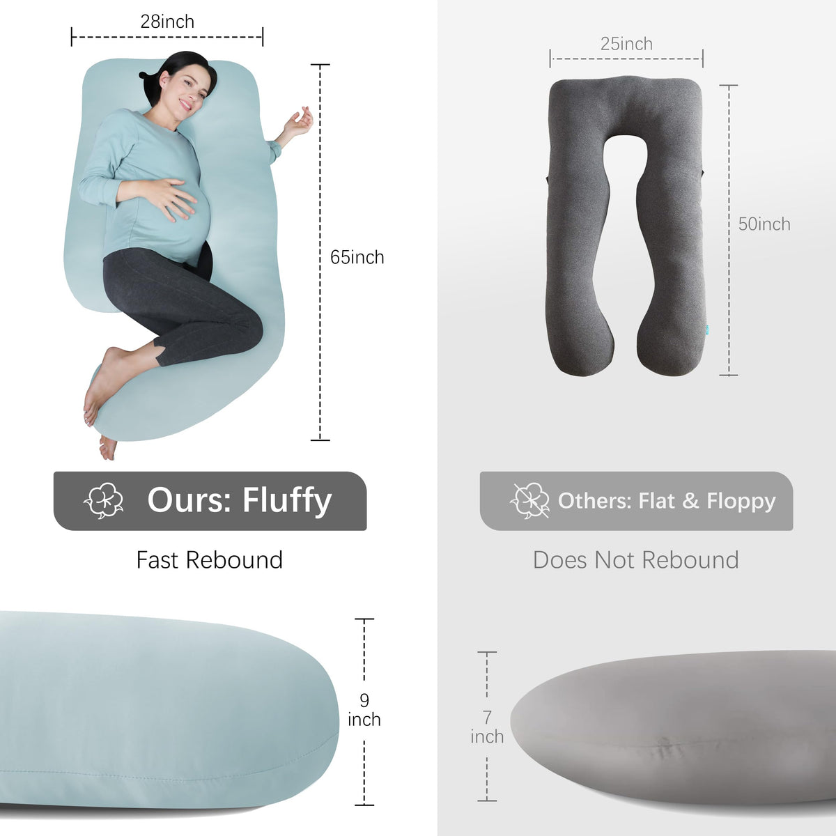 MOON PARK Pregnancy Pillows for Sleeping - U Shaped Full Body Maternity Pillow with Removable Cover - Support for Back, Legs, Belly, HIPS - 65 Inch - Purple Jansha Store