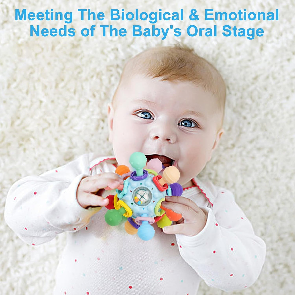 Baby Montessori Sensory Teething Toy 0-6 6-12 Months, Teether Ball & Rattle Jansha Store