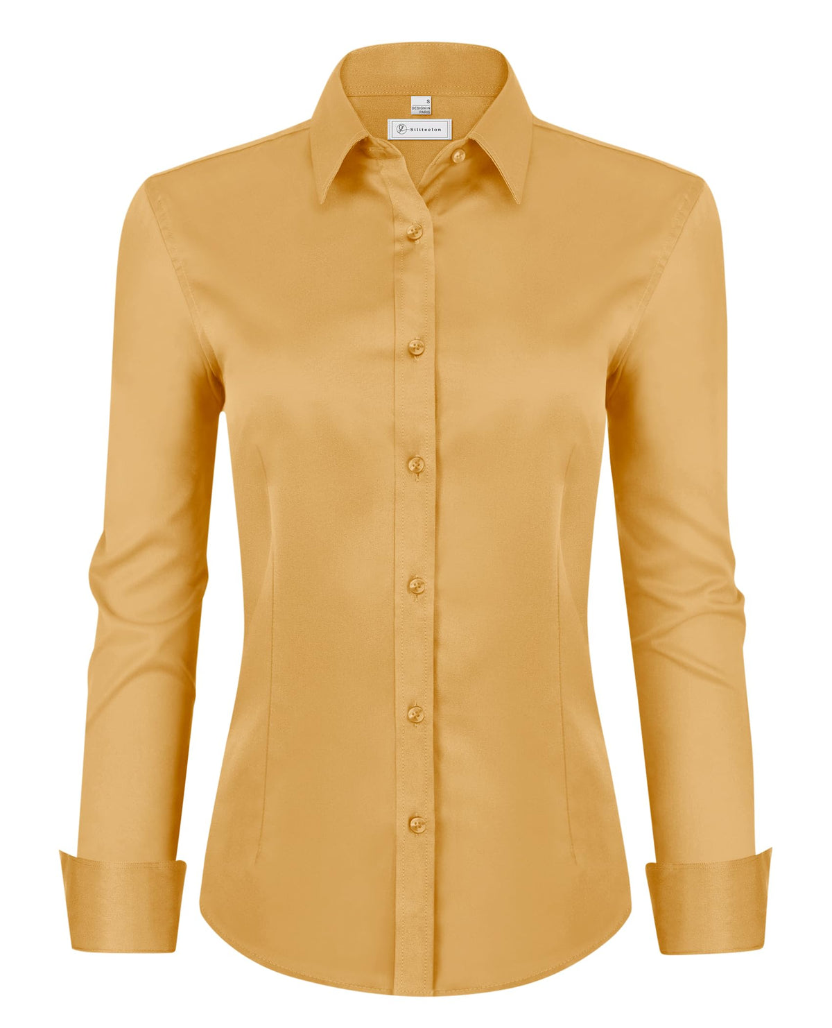 siliteelon Womens Classic-Fit Dress Shirts Long Sleeve Button Down Wrinkle-Free Stretch Solid Casual Work Office Blouse Top Jansha Store