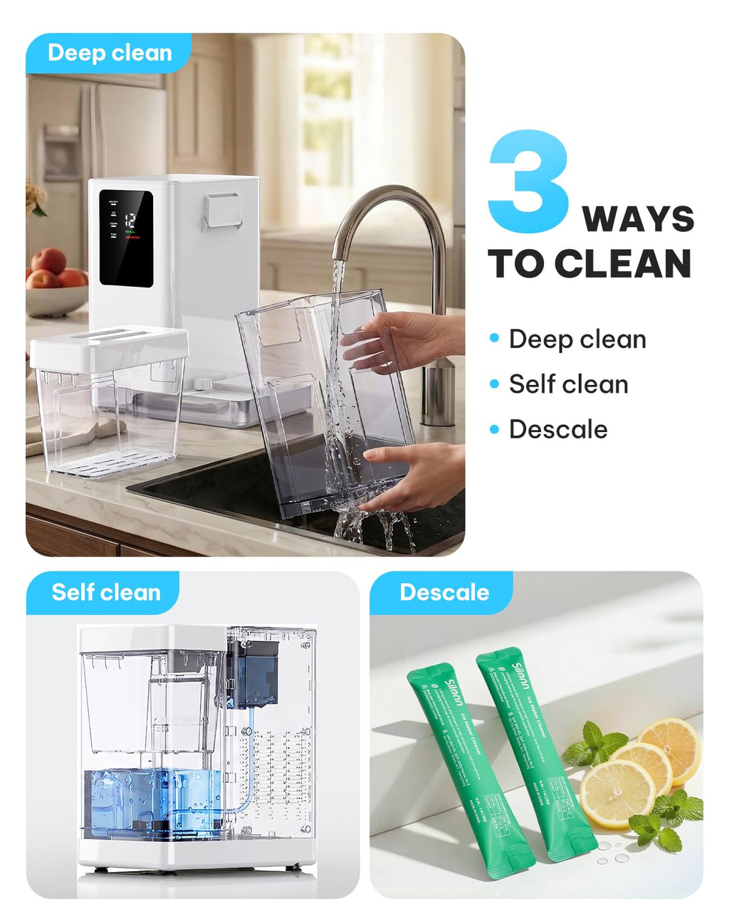 Silonn Nugget Ice Maker, Smart Countertop Ice Machine with APP & Voice Control, Self-Cleaning, 44lbs/24H Soft Chewable Sonic Ice, 3L Tank, for Home Kitchen & Party Jansha Store