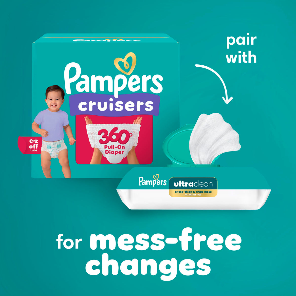 Pampers Diapers - Cruisers 360 - Size 5, 128 Count, up to 100% Leakproof Pull-On Diaper for Active Babies Jansha Store