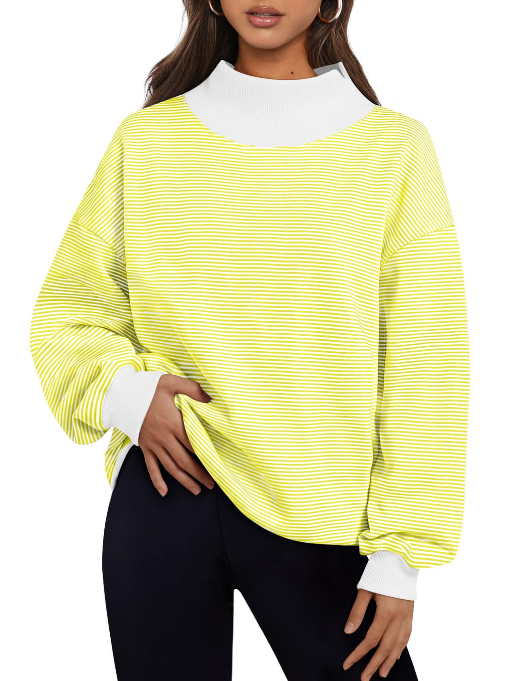 Trendy Queen Womens Mock Neck Sweatshirts Oversized Pullover Fall Outfits Jansha Store
