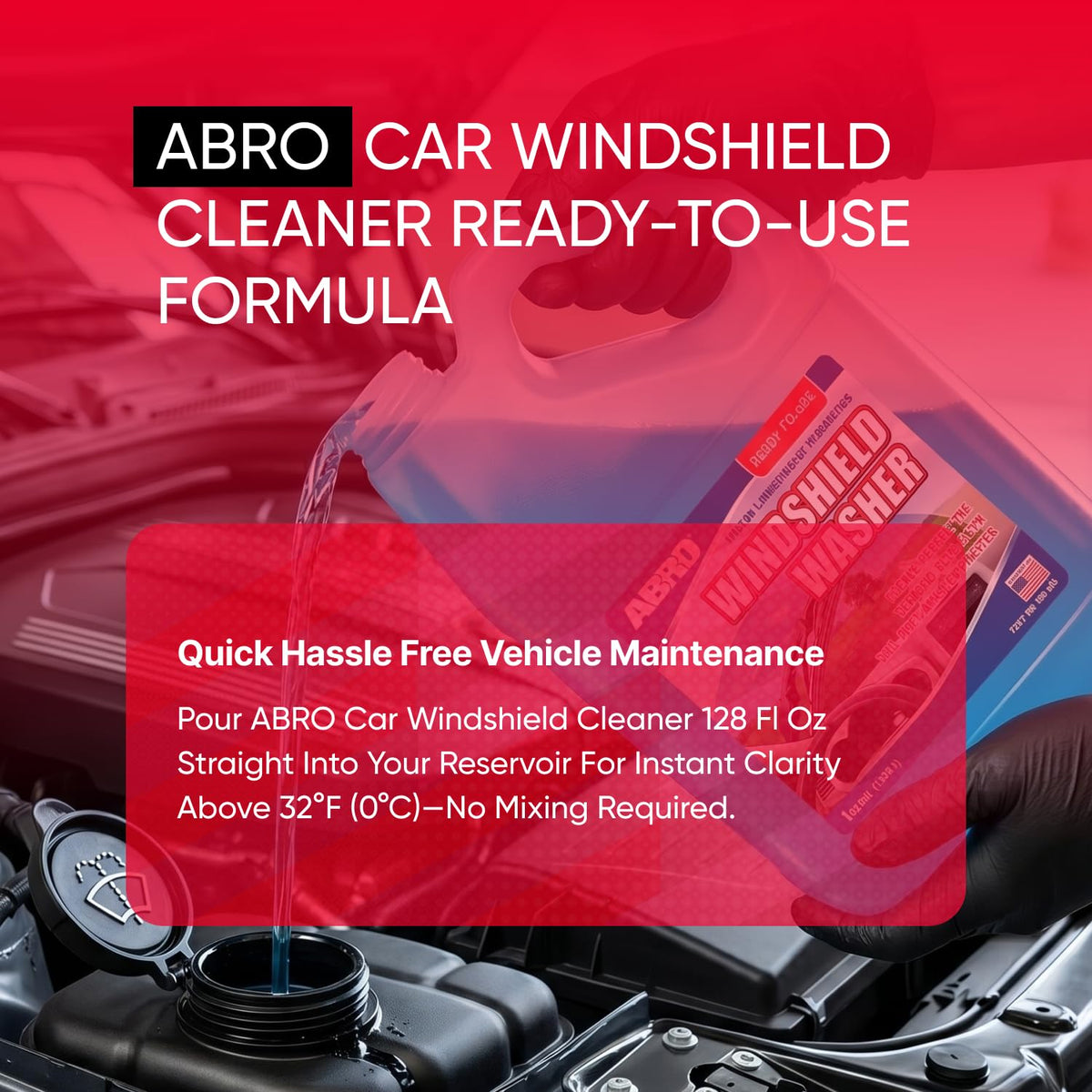 ABRO Windshield Washer Fluid 1 Gallon, Streak-Free Bug Remover, 1 Pack Jansha Store