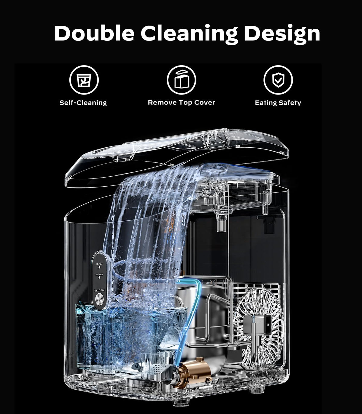 Silonn Nugget Ice Maker Countertop, Pellet Ice Machine with Self-Cleaning Function, Sonic Ice Maker Produces 36lbs of Chewable Ice in 24 Hours, Ideal for Home Kitchen and Office (Stainless Steel) Jansha Store