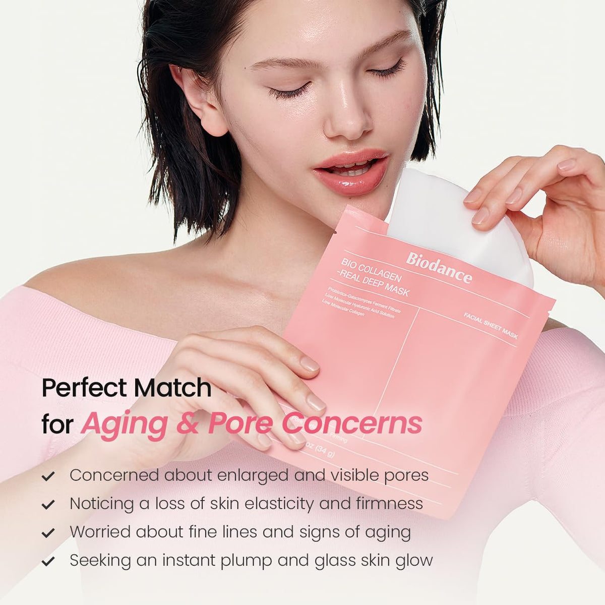BIODANCE Bio-Collagen Real Deep Mask, Hydrating Overnight Hydrogel Face Mask, Pore Minimizing, Elasticity, Plumping, Travel Essentials & Self Care Gifts for Women, Korean Skin Care | 1.19oz(34g) x 4ea Jansha Store