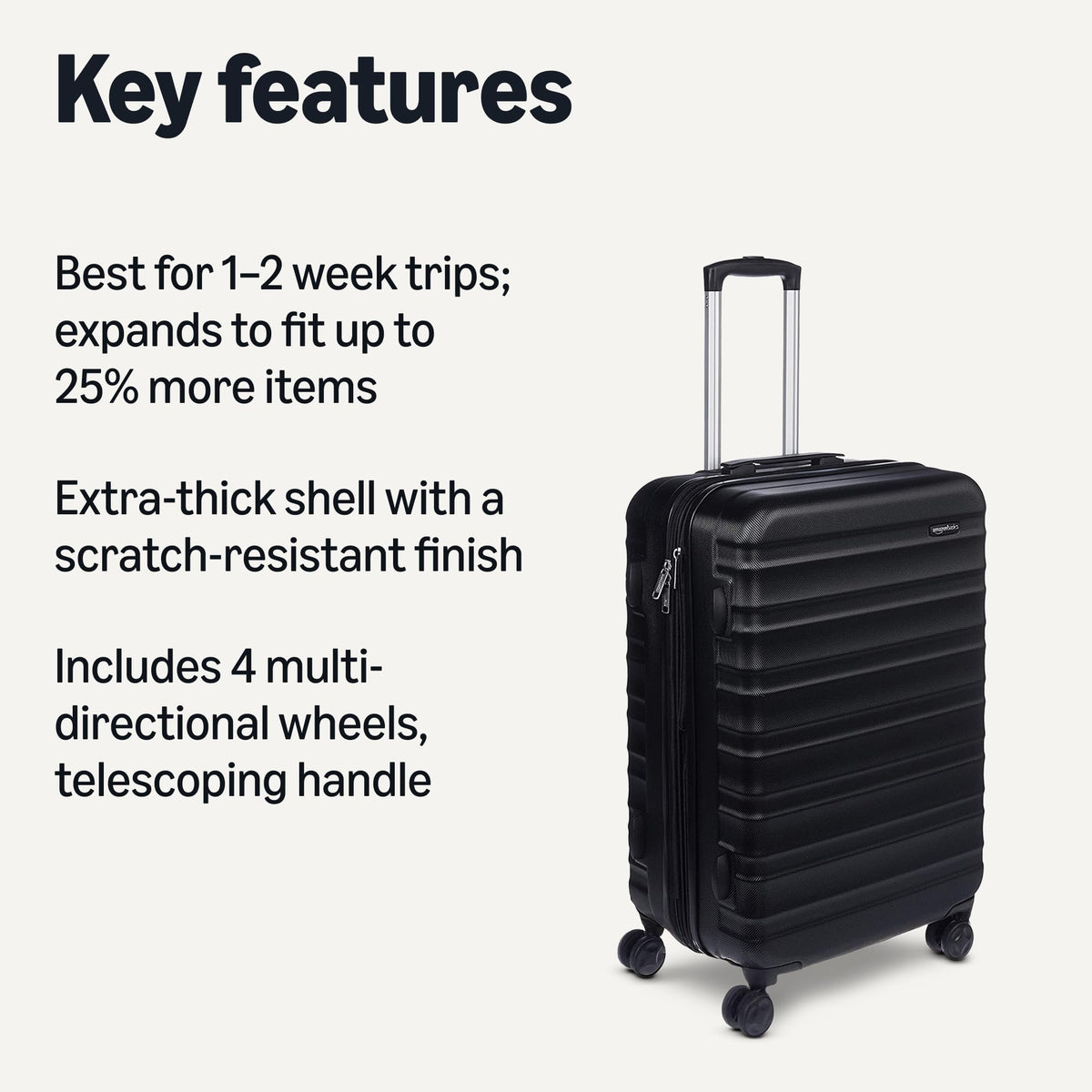 Amazon Basics 3-Piece Hardshell Suitcases Set (21", 26", 30"), Expandable For Up to 25% More Space, With Scratch-Resistant Finish, Four Multi-Directional Wheels, Rose Gold Jansha Store