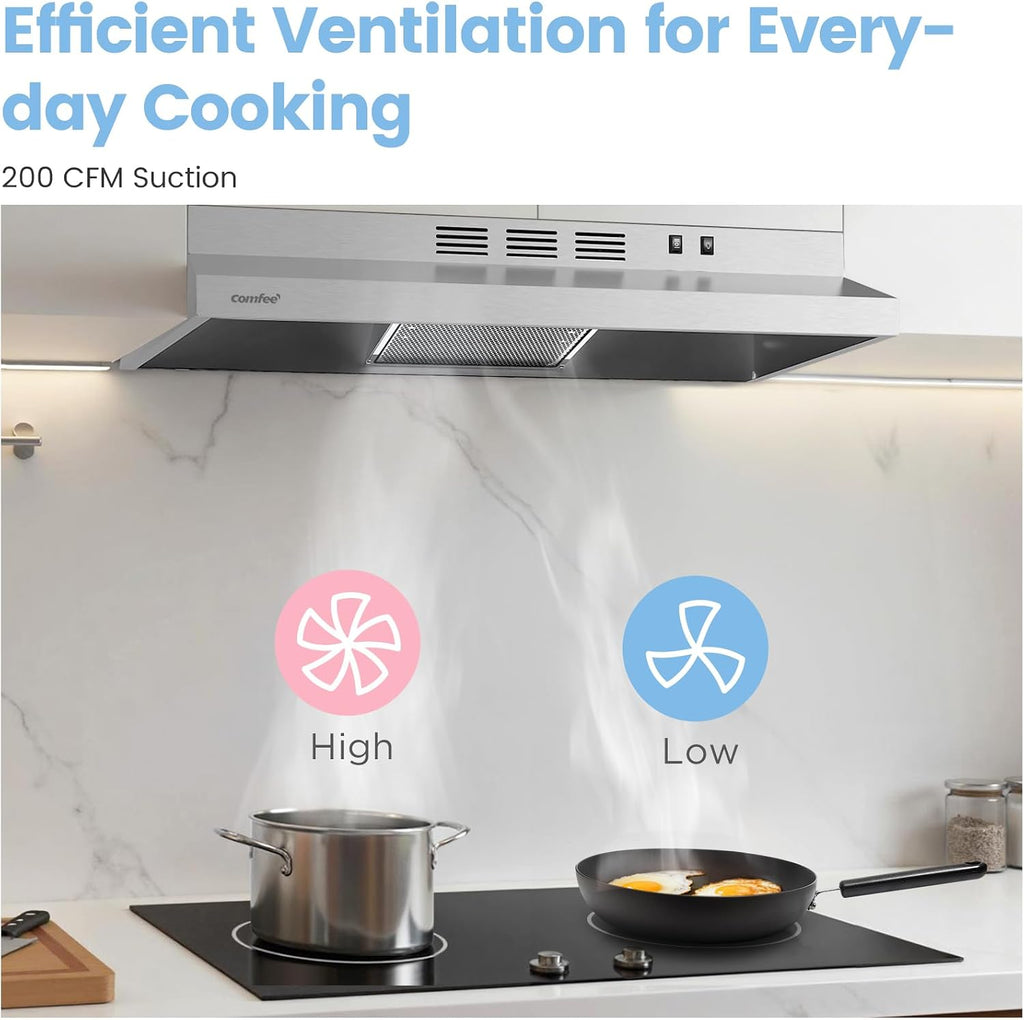 COMFEE' Range Hood 30 Inch Under Cabinet 200 CFM Ducted/Ductless Jansha Store