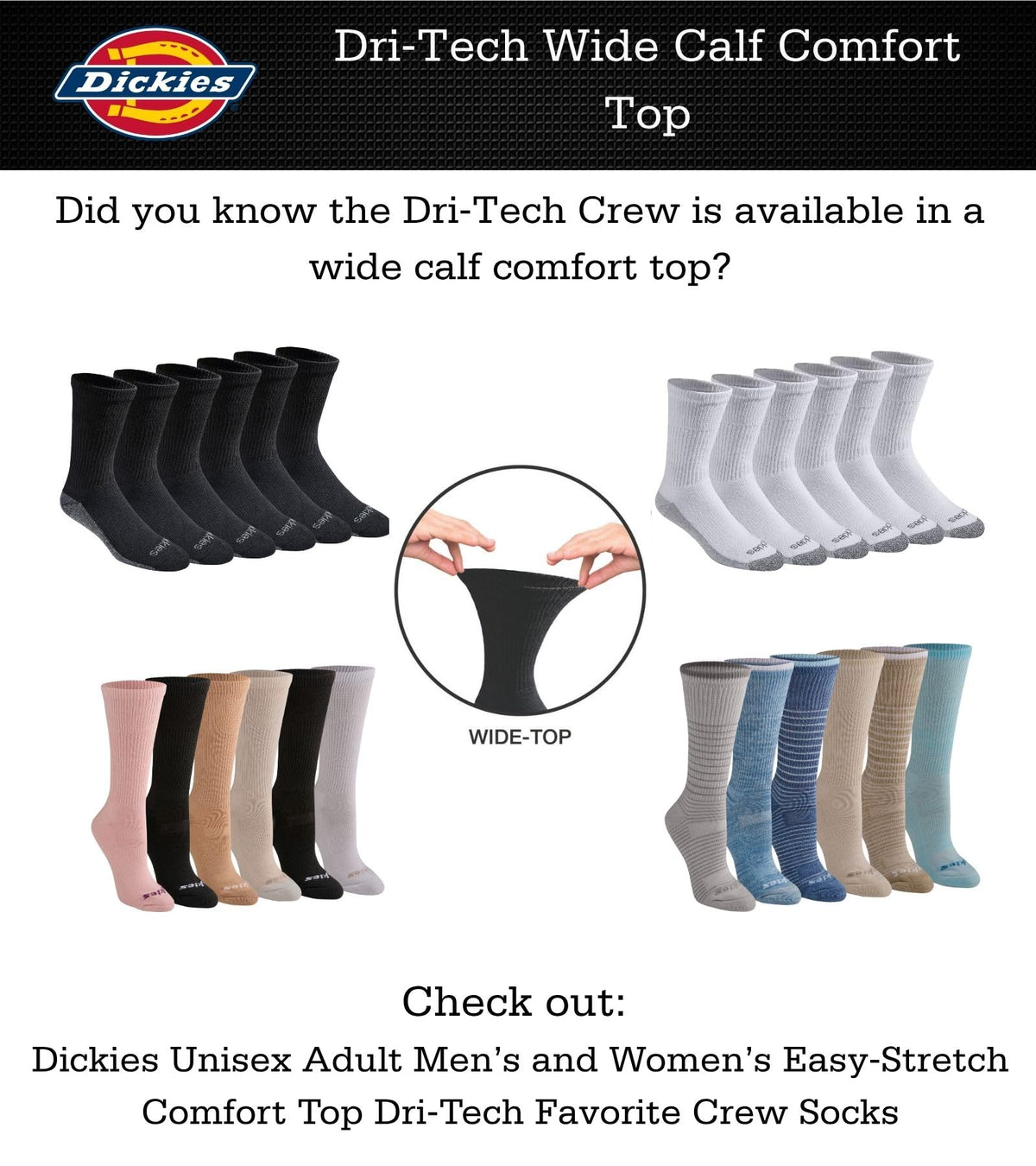 Dickies Men's Dri-tech Original Moisture Control Crew Socks, Available in M-xxl (6, 12, 18 Pairs) Jansha Store