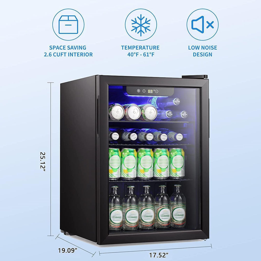 Antarctic Star Beverage Refrigerator Cooler 68 Can, Mini Fridge with Glass Door for Beer Drinks Wine,Freestanding Small Fridge with Electronic Temperature Control for Home and Bar,1.7 cu.ft Jansha Store