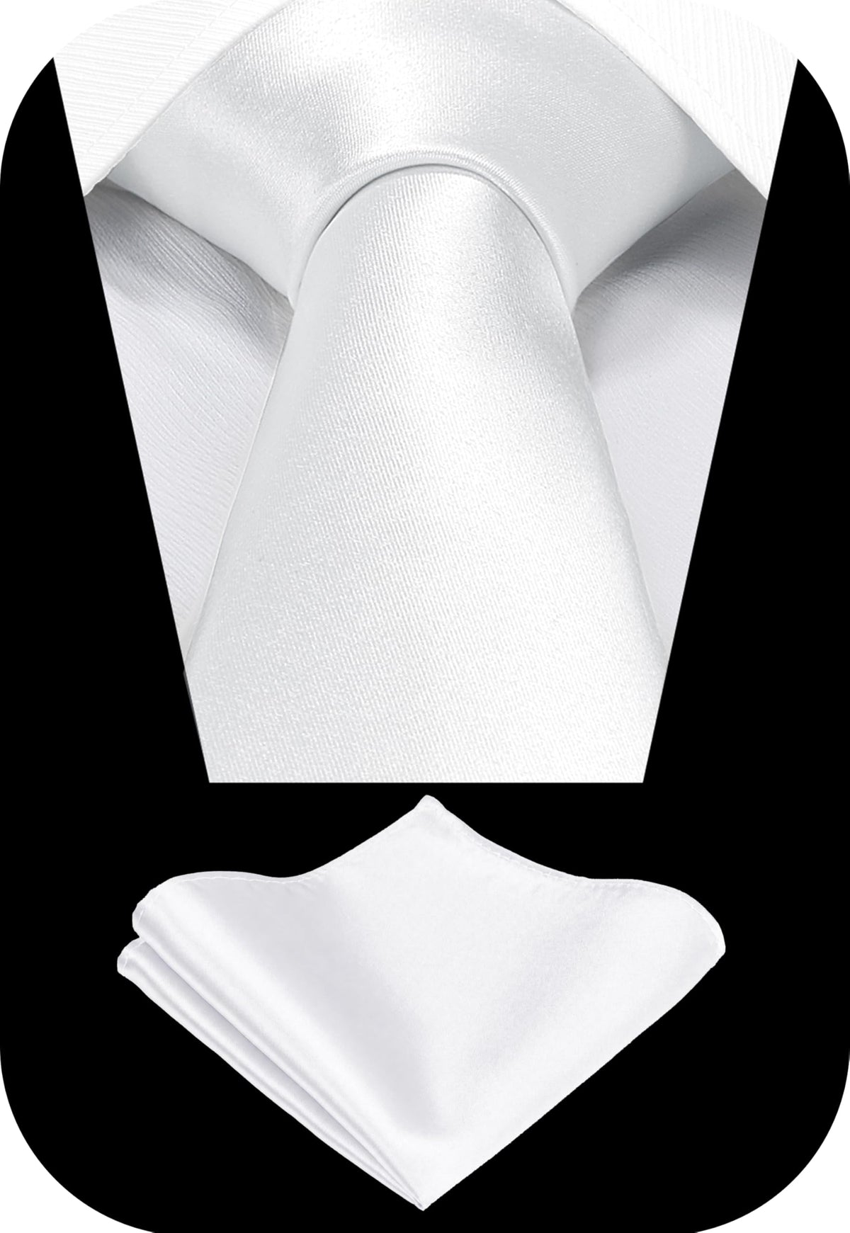 TIE G Solid Satin Woven dyed Color Formal Black Necktie and Pocket Square Sets in Gift Box Jansha Store