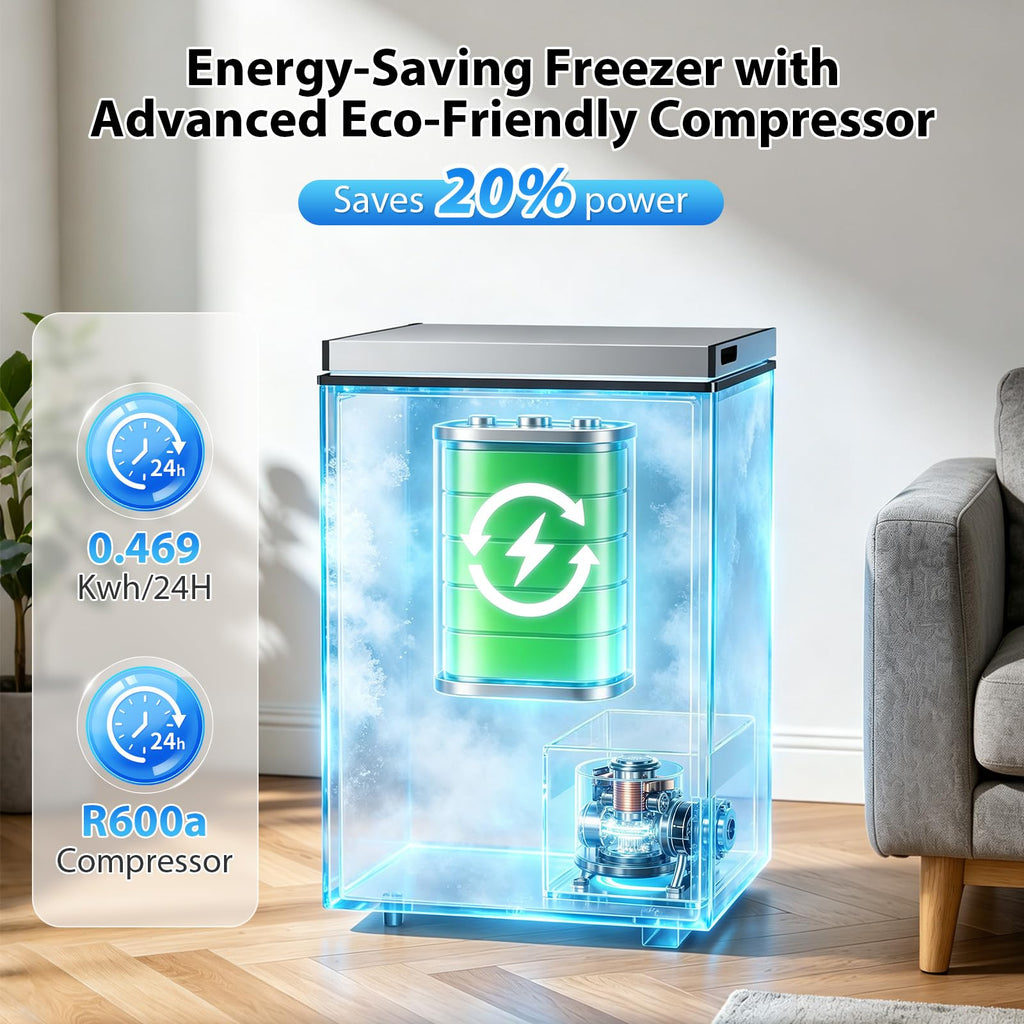 3.5 Cu.Ft Small Chest Freezer, Mini Deep Freezer with Removable Basket, Adjustable Temperature, Free Standing Top Open Door Energy Efficient Compact Freezer for Apartment, Home, Office, Garager，Gray Jansha Store