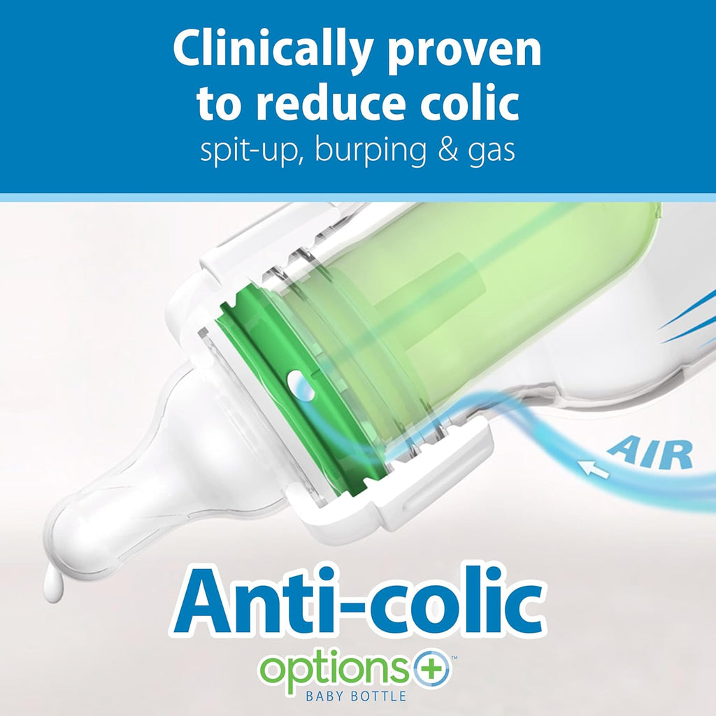 Dr. Brown's Anti-Colic Options+ Narrow Baby Bottle, Clear, 4 oz, 4-Pack Jansha Store