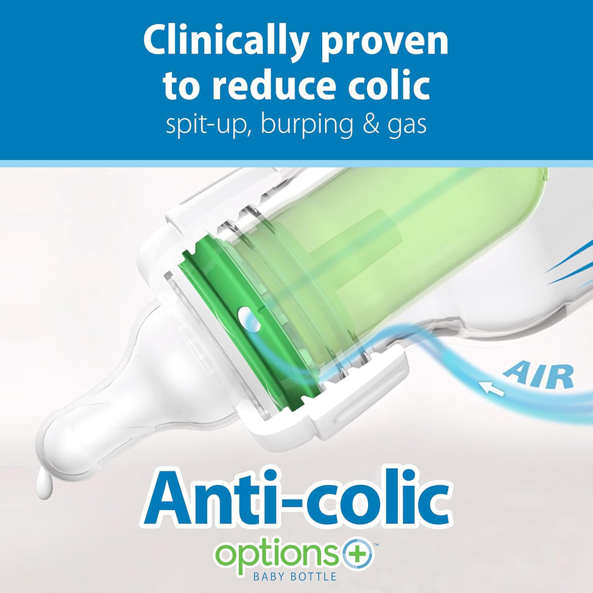 Dr. Brown's Anti-Colic Options+ Narrow Baby Bottle, Clear, 4 oz, 4-Pack Jansha Store