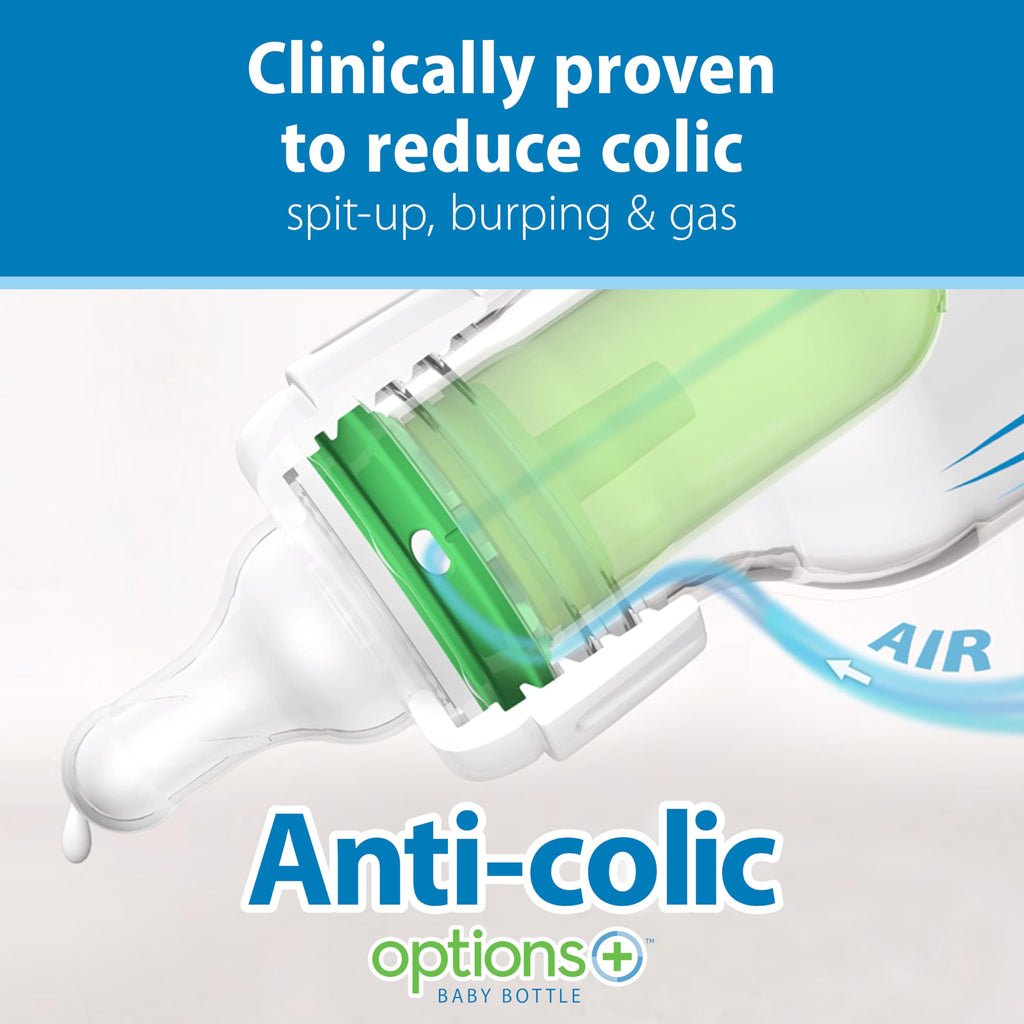 Dr. Brown's Anti-Colic Options+ Narrow Baby Bottle, Clear, 4 oz, 4-Pack Jansha Store