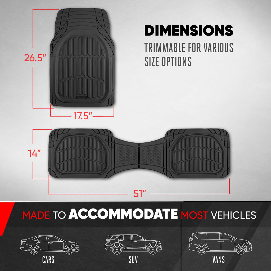 Motor Trend FlexTough Floor Mats for Cars, Black Deep Dish All-Weather Car Mats, Waterproof Trim-to Fit Automotive Floor Mats for Cars Trucks SUV, Universal Floor Liner Car Accessories Jansha Store