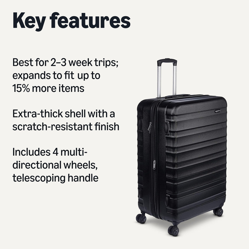 Amazon Basics 3-Piece Hardshell Suitcases Set (21", 26", 30"), Expandable For Up to 25% More Space, With Scratch-Resistant Finish, Four Multi-Directional Wheels, Rose Gold Jansha Store