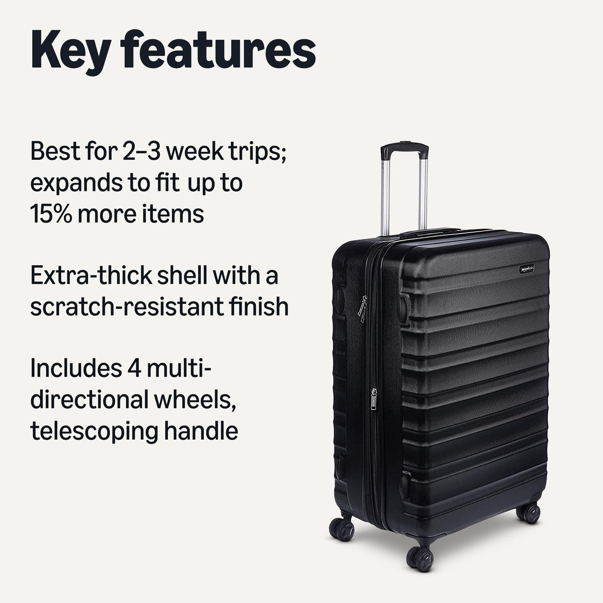 Amazon Basics 3-Piece Hardshell Suitcases Set (21", 26", 30"), Expandable For Up to 25% More Space, With Scratch-Resistant Finish, Four Multi-Directional Wheels, Rose Gold Jansha Store