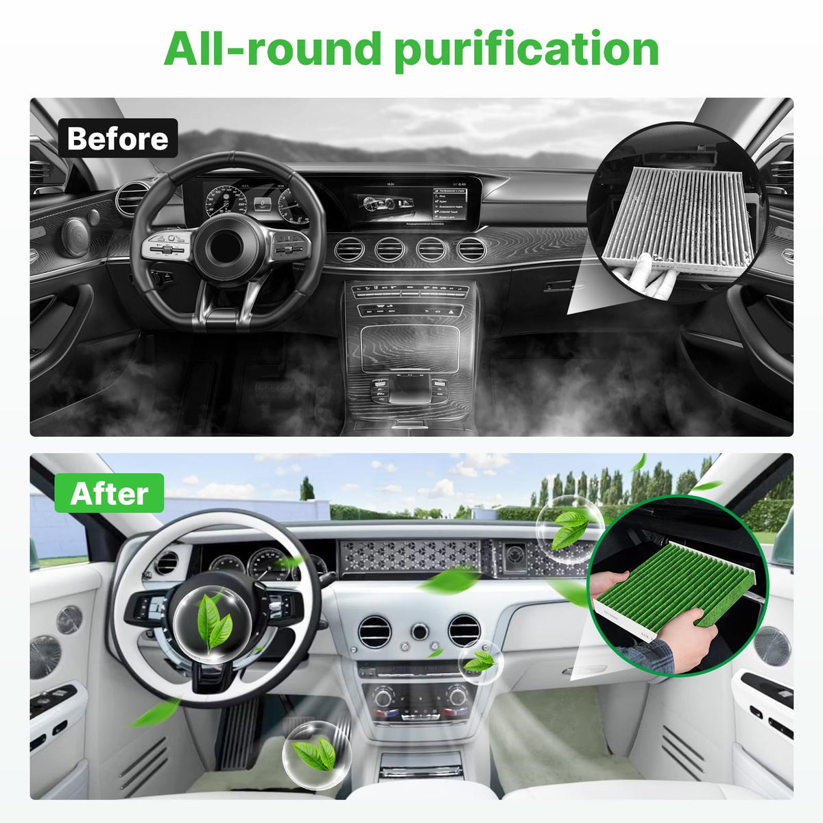Not for Hybrid, Engine+Cabin Air Filter Fit 2015-2019 Sonata 2.4L (Gas) Jansha Store