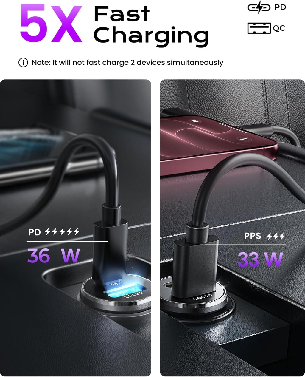 LISEN Car Charger USB C, 69W Cigarette Lighter USB Charger Adapter, 2 Pack Jansha Store