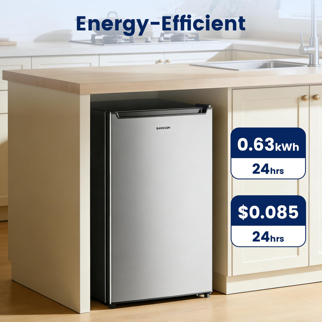BANGSON 1.1 Cu.ft Upright Mini Freezer for Dorms Apartment, Silver Jansha Store