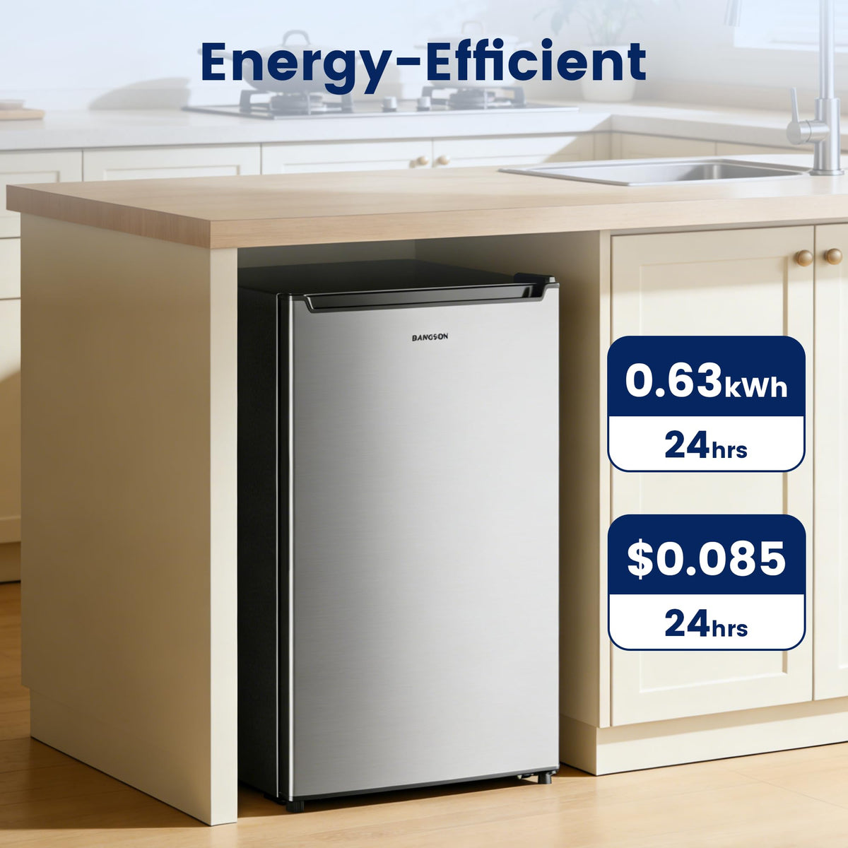 BANGSON 1.1 Cu.ft Upright Mini Freezer for Dorms Apartment, Silver Jansha Store