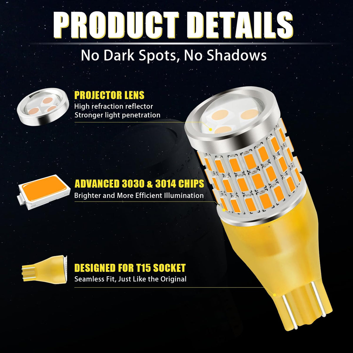 iBrightstar 3157 LED Bulb White, 4157 3156 LED Reverse Light Bulbs Super Bright for Tail Brake Lights Backup Lights Turn Signal Lights, 2 Pack Jansha Store
