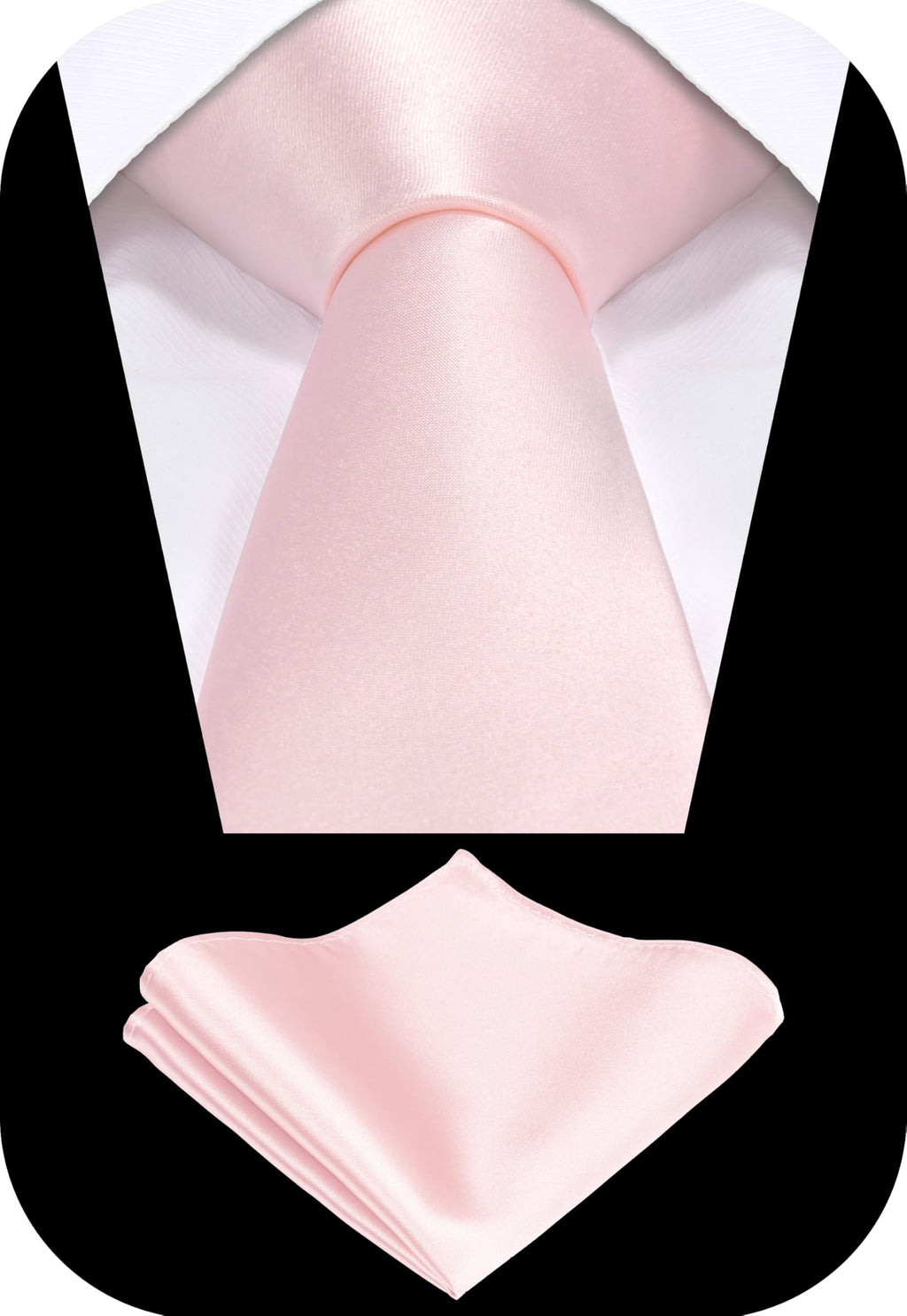 TIE G Solid Satin Woven dyed Color Formal Black Necktie and Pocket Square Sets in Gift Box Jansha Store