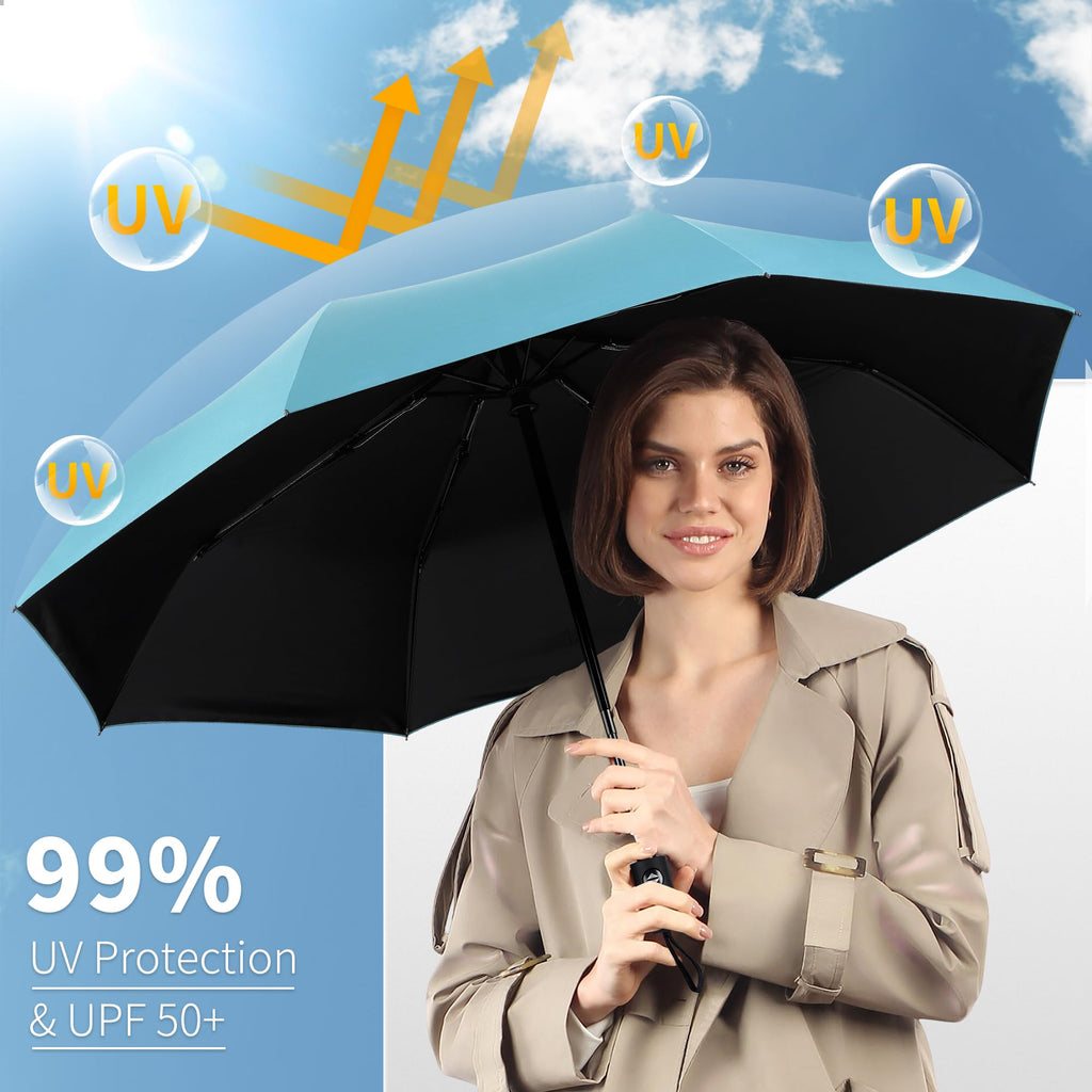 Seniny Windproof Travel Umbrella, Automatic Umbrellas for Rain, Portable & Compact Umbrellas for Backpack, Strong UV for Protection, Folding Small Sun Umbrella for Car, Walking Jansha Store