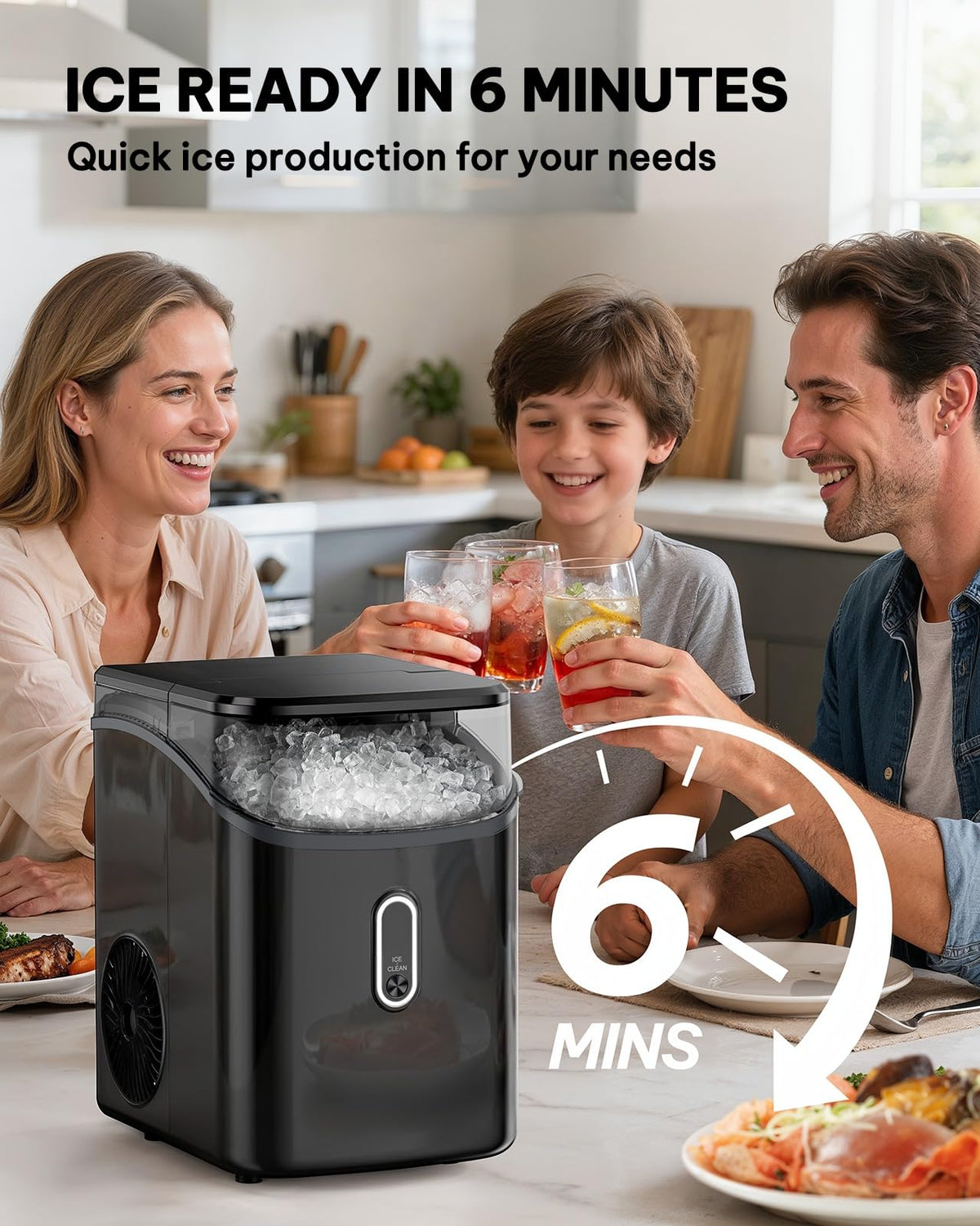 Silonn Ice Maker Countertop, 8 Bullet Ice Cubes in 6 Mins, 26.5 Lbs per Day, 2 Size Options, Self-Cleaning & Portable for Kitchen, Office, Party, RV Camping Jansha Store