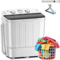 Erivess Portable Twin Tub 19lbs Washing Machine with Drying Rack and 10 Hangers, 12lbs Washer Mini Compact Laundry Machine with 7lbs Spinner, 1500rpm Semi-automatic Washer Combo for Dorm&Apartment Jansha Store