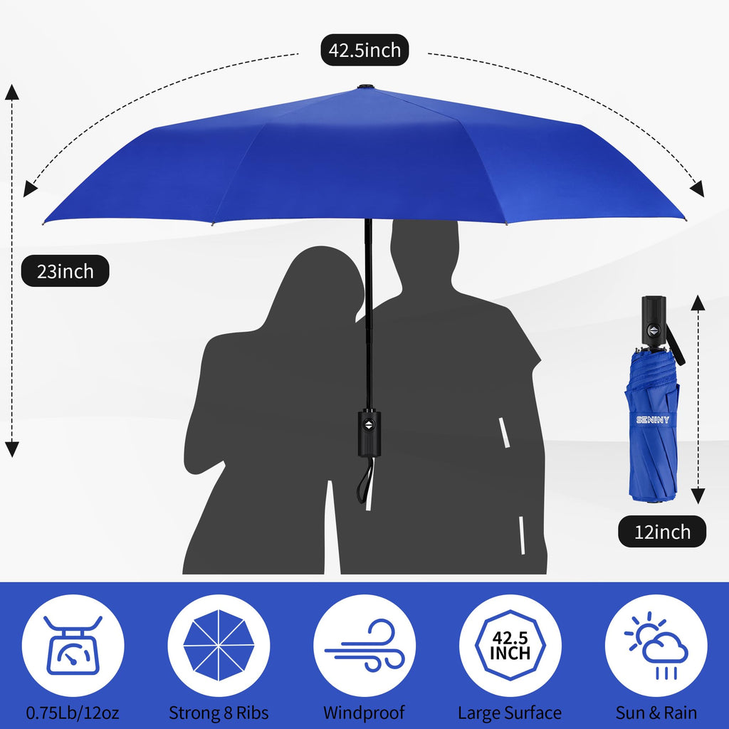 Seniny Windproof Travel Umbrella, Automatic Umbrellas for Rain, Portable & Compact Umbrellas for Backpack, Strong UV for Protection, Folding Small Sun Umbrella for Car, Walking Jansha Store