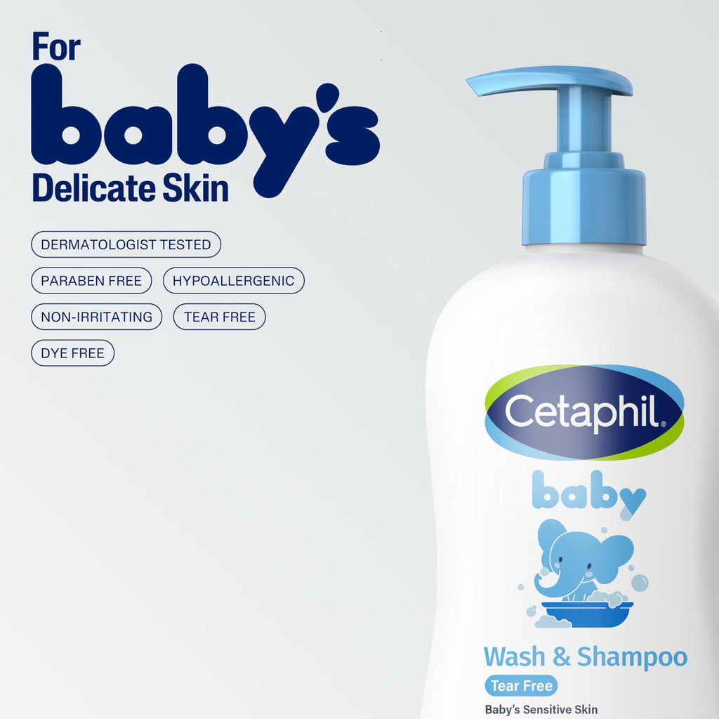 Cetaphil Baby Wash & Shampoo + Lotion, Sensitive Skin, 13.5oz, 2ct Jansha Store