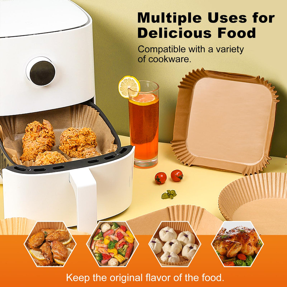 Air Fryer Liners Disposable, 100Pcs Parchment Paper 6.5" Square for 3-5QT Jansha Store