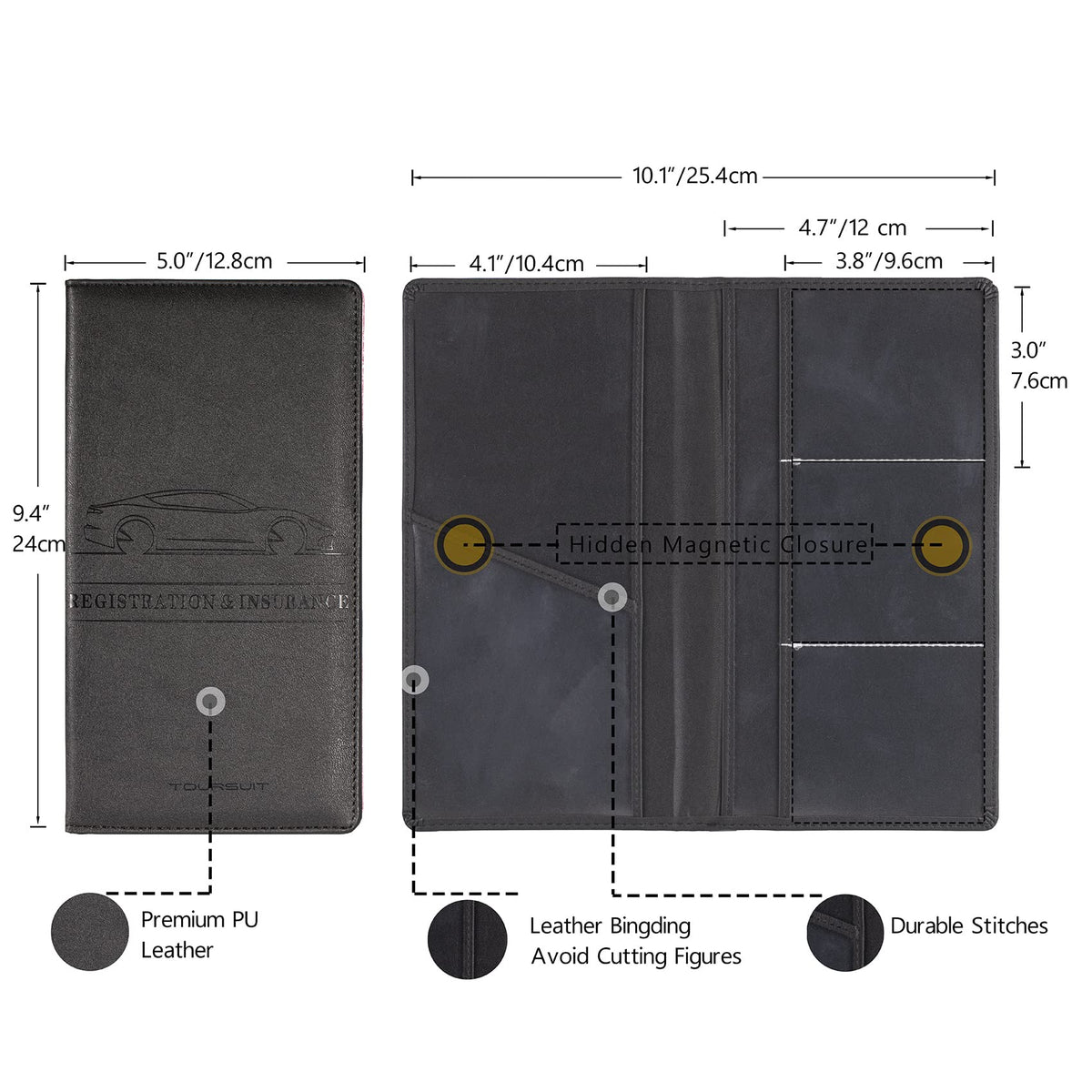 TOURSUIT Car Registration and Insurance Card Holder, Marble Black Jansha Store