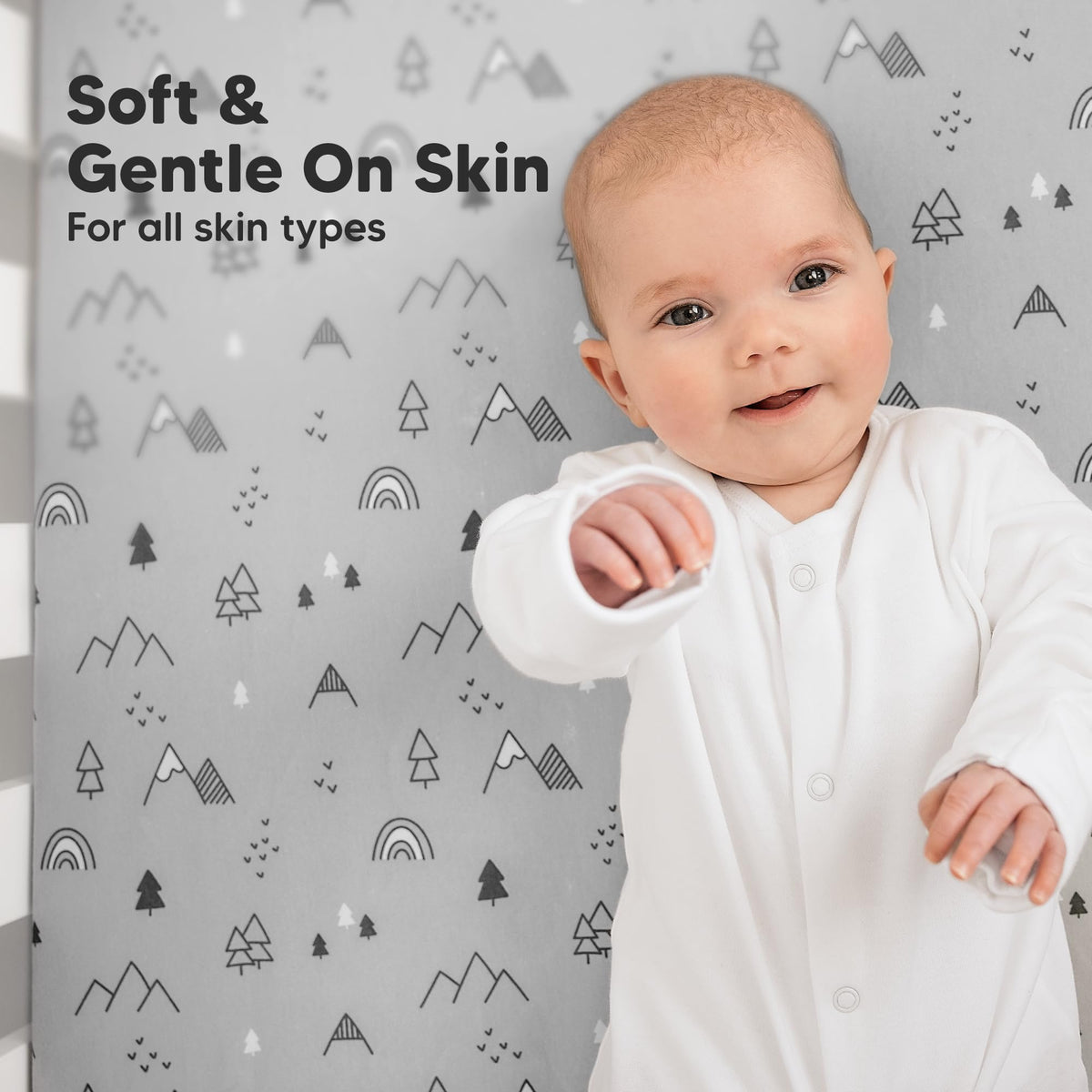 KeaBabies 2pk Organic Cotton Crib Sheets for Boys Girls 52x28, Soft White Jansha Store
