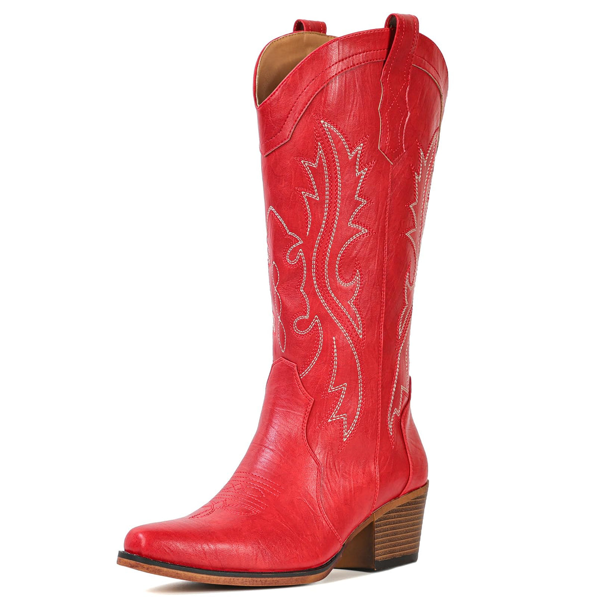 IUV Cowboy Boots For Women Western Cowgirl Boots Mid Calf Snip Toe Jansha Store