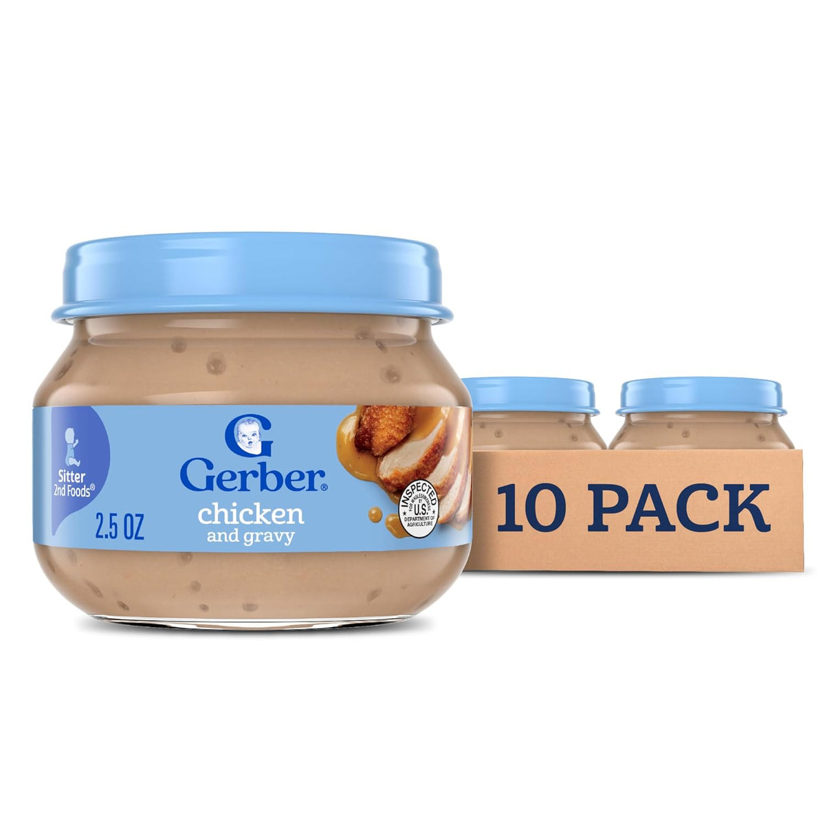Gerber Stage 2 Chicken and Gravy Baby Food, 2.5 Oz, 10 Pack Jansha Store